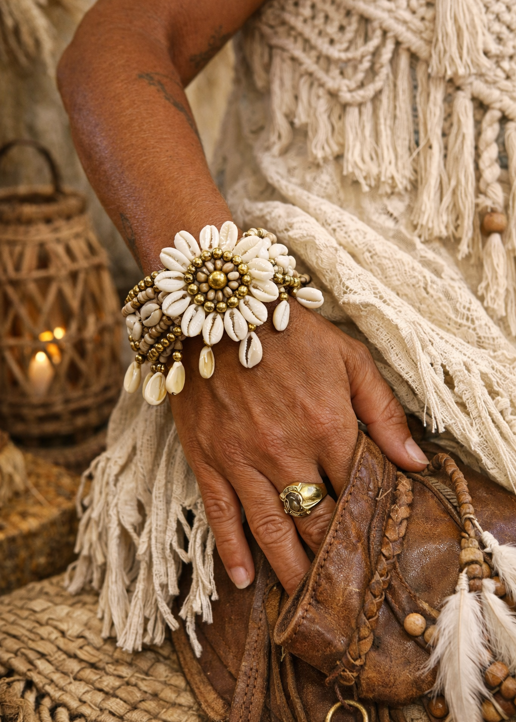 Golden Beige Shell Wrap | Ritzy Rose Online