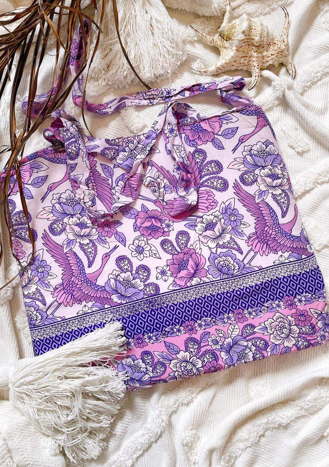 GODDESS DOOR MAISIE PRINT PADDED TOTE BAG~BOYSENBERRY