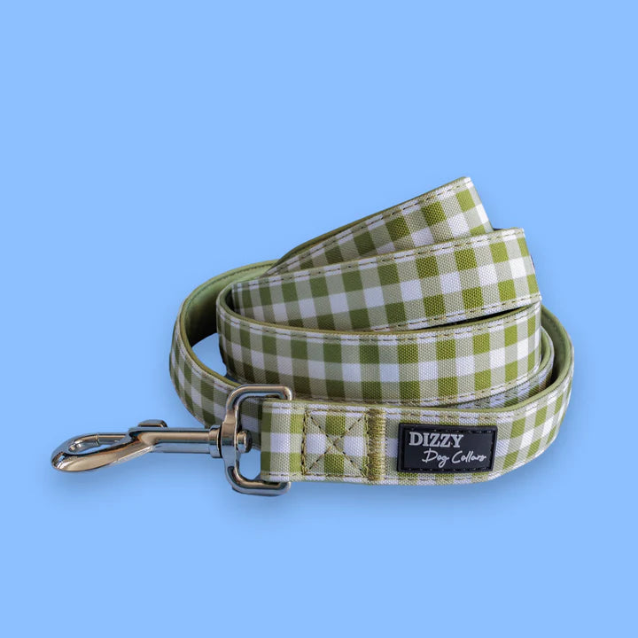 Olive Gingham LONG LEAD | Canvas & Neoprene | Premium Quality Fully Padded Leash