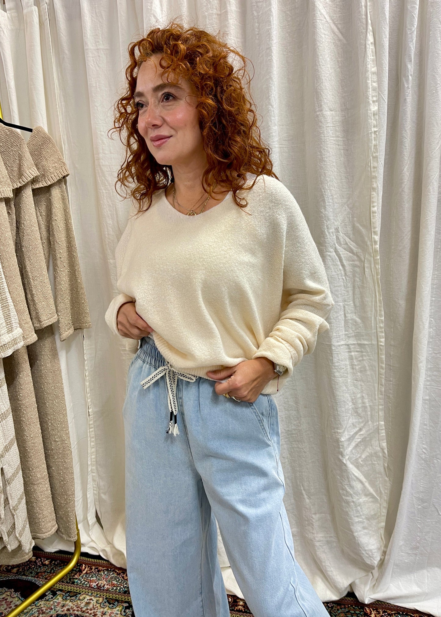 COASTAL BOHO KNIT JUMPER ~ VANILLA