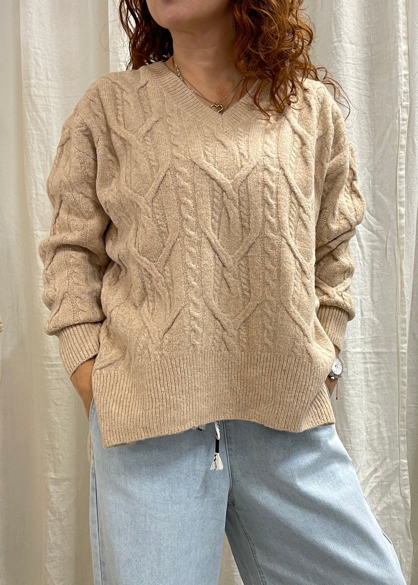 SOFT CABLE KNIT~ SANDY DESERT