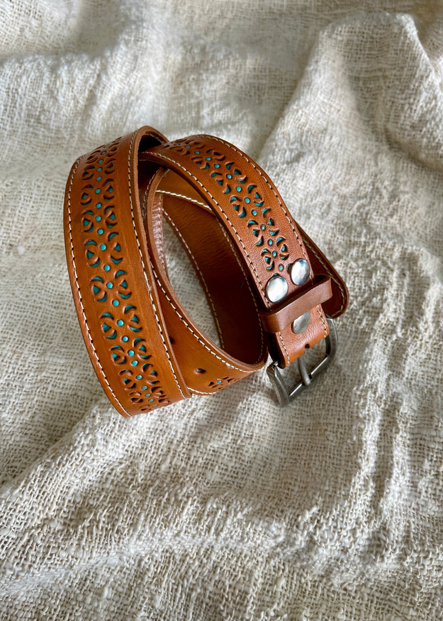 ✨ Distressed Buckle Boho Leather Belt ~ Sahara