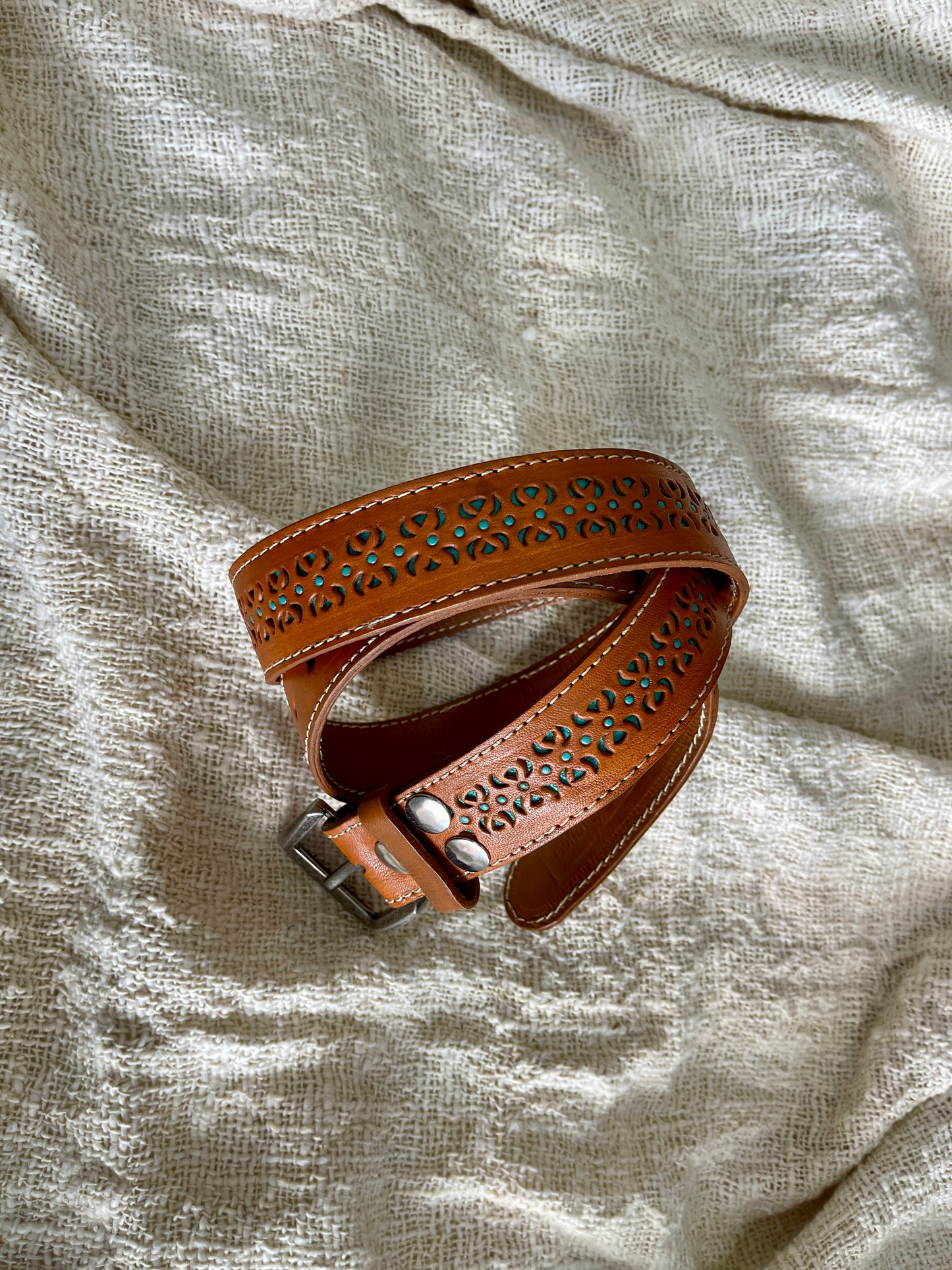 ✨ Distressed Buckle Boho Leather Belt ~ Sahara