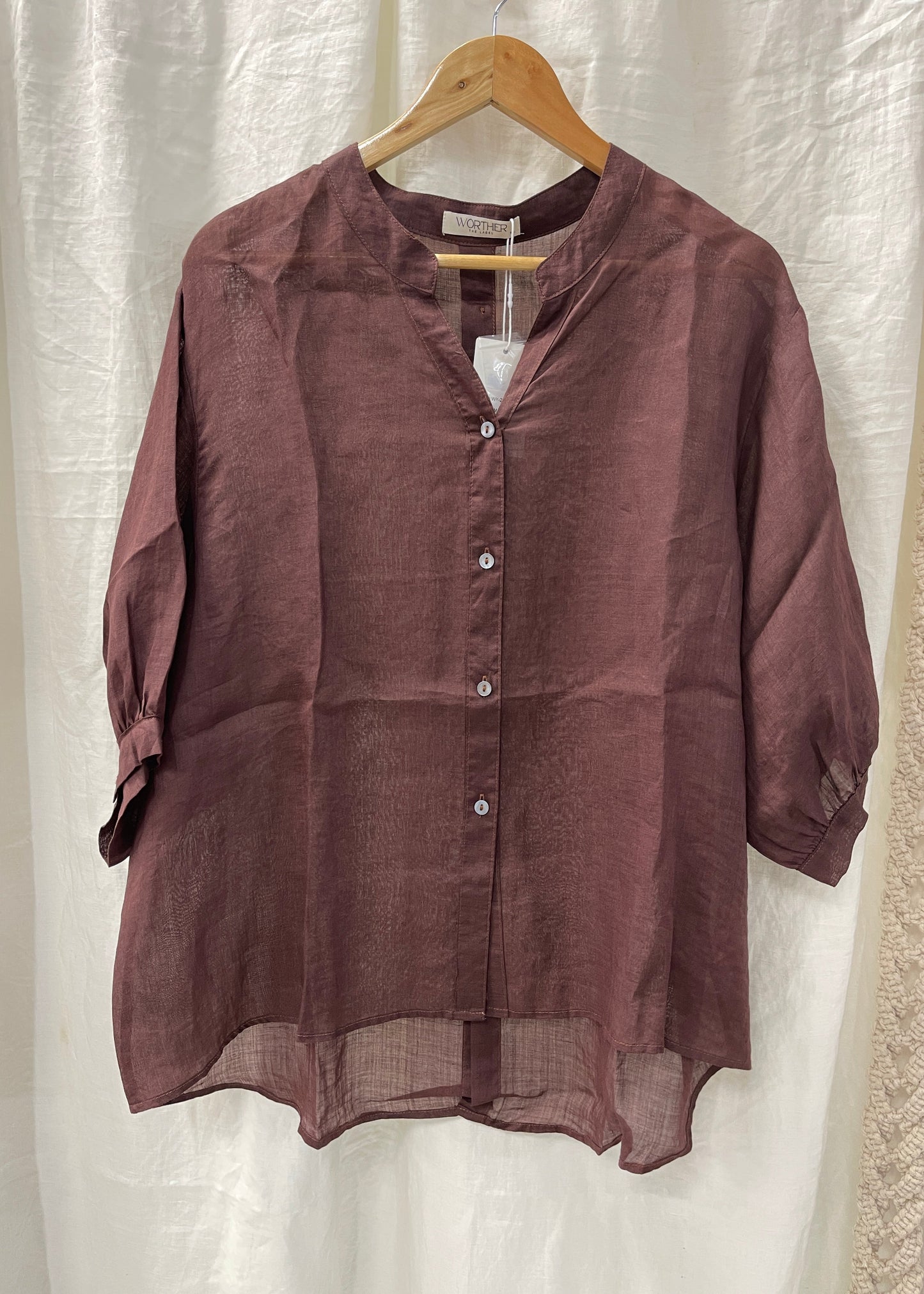 WORTHIER 100% LINEN TOP ~ CHOCOLATE BROWN