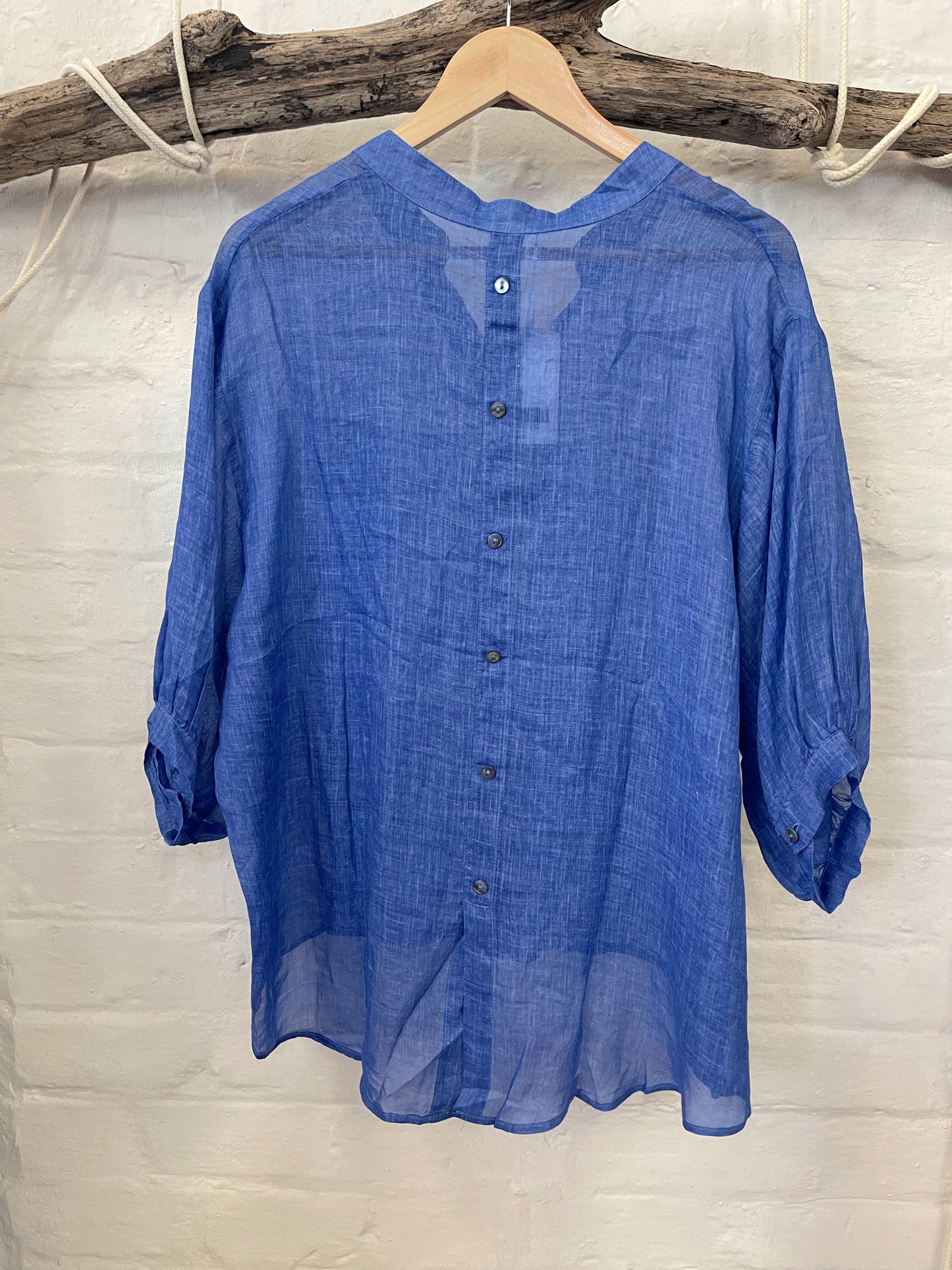 WORTHIER 100% LINEN TOP ~ ROYAL BLUE