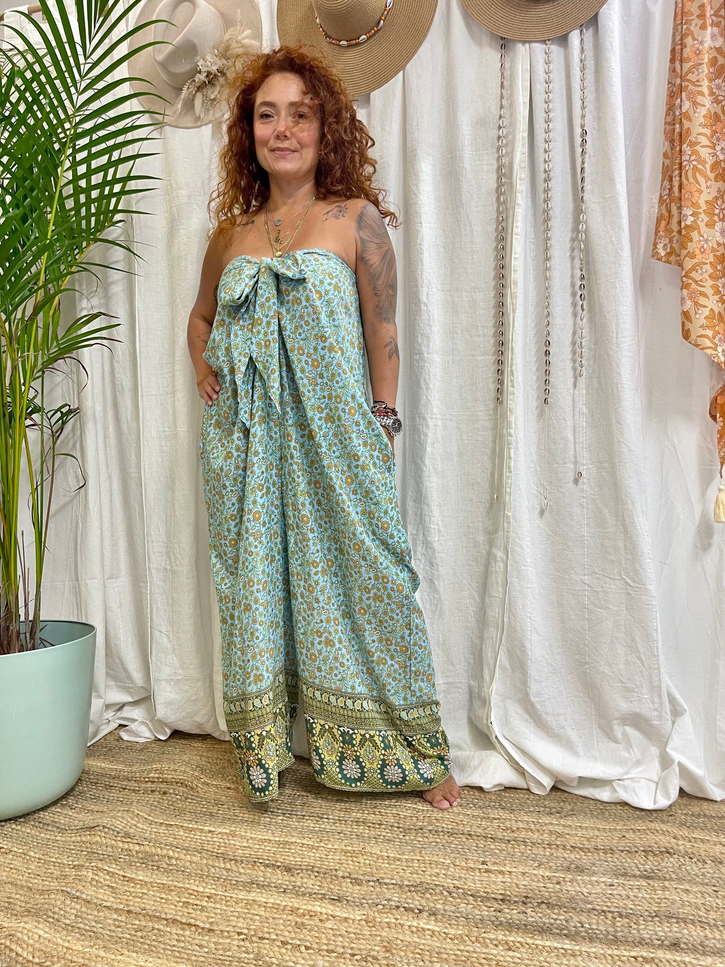 GODDESS DOOR TIE PANTSUIT ~ AZURIE
