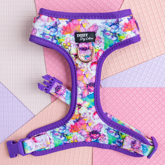 DOG HARNESS | The Willow: Watercolour Floral | Neck Adjustable Dog Harness - Dizzy Dog