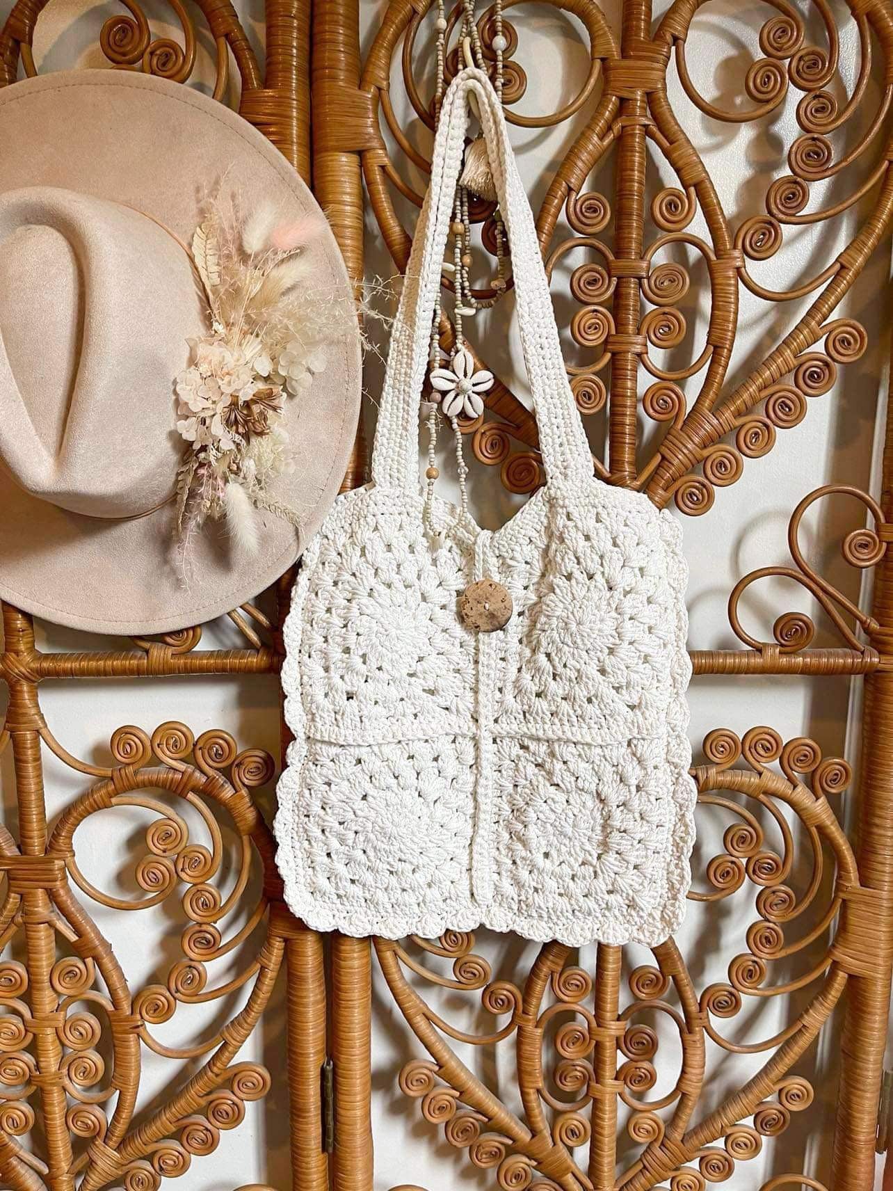 BOHO CROCHET BAG ~ COCONUT