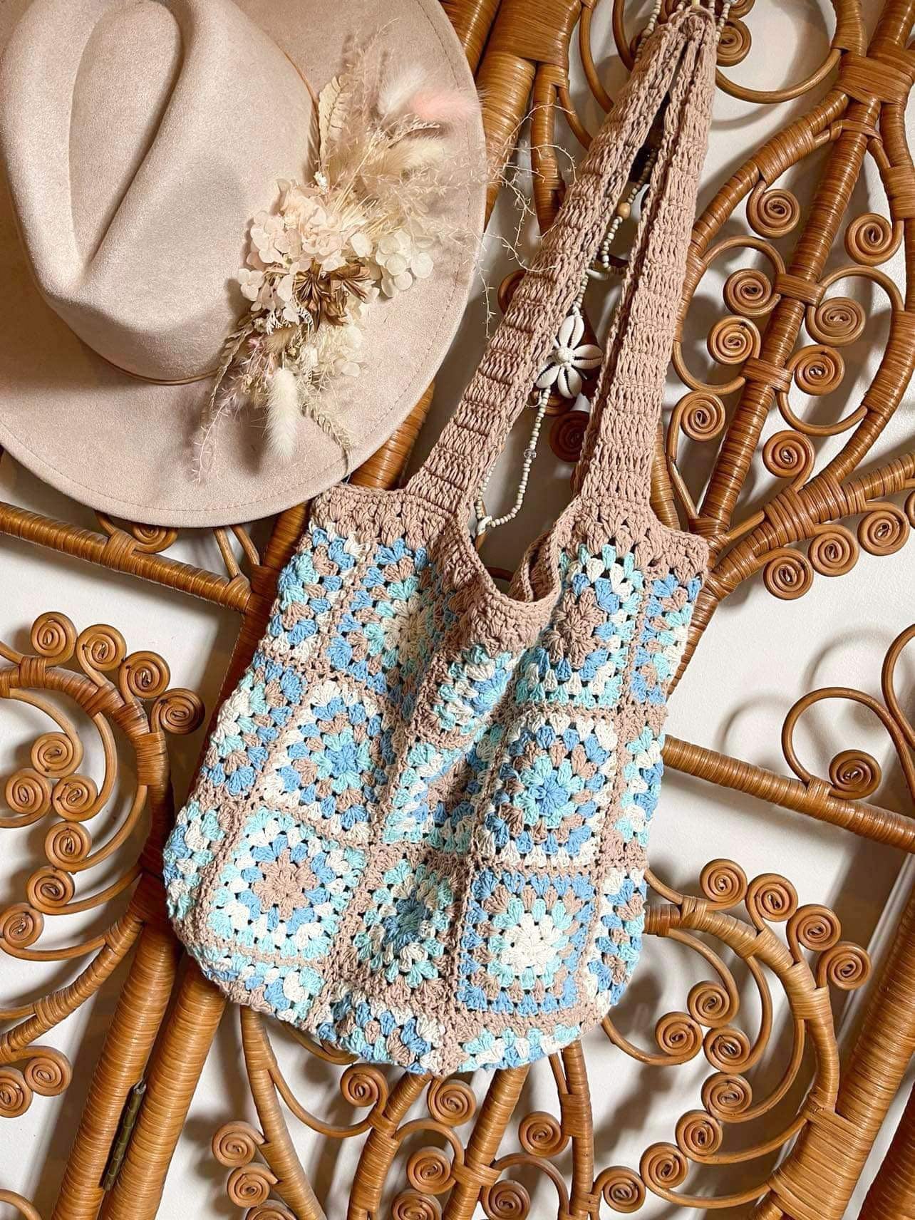 BOHO CROCHET BAG ~ SEA