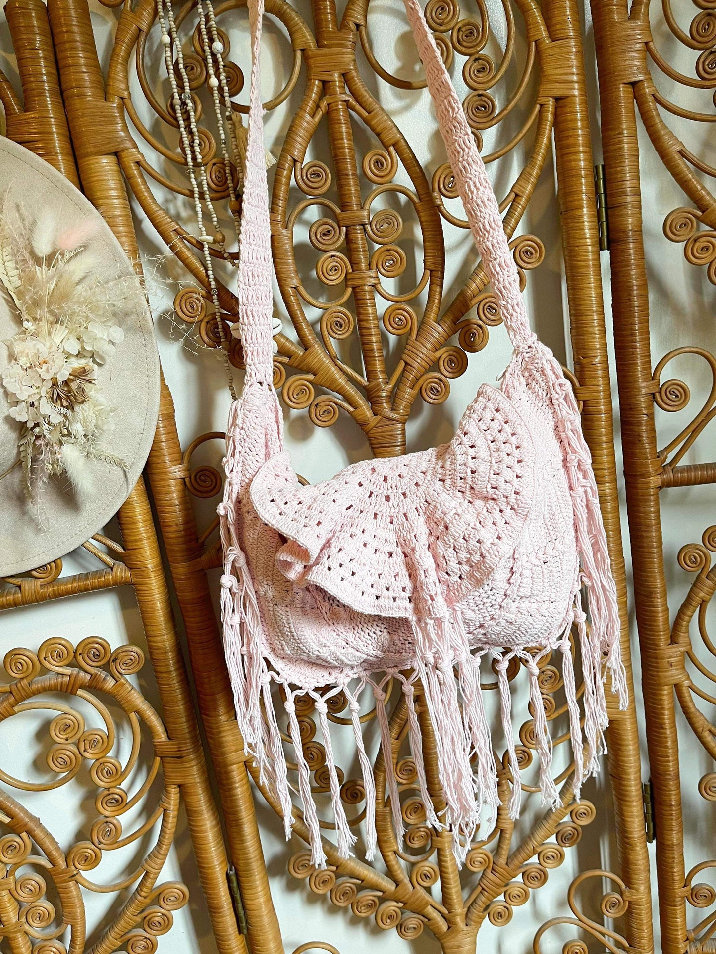 BOHO CROCHET BAG ~ BUBBA PINK