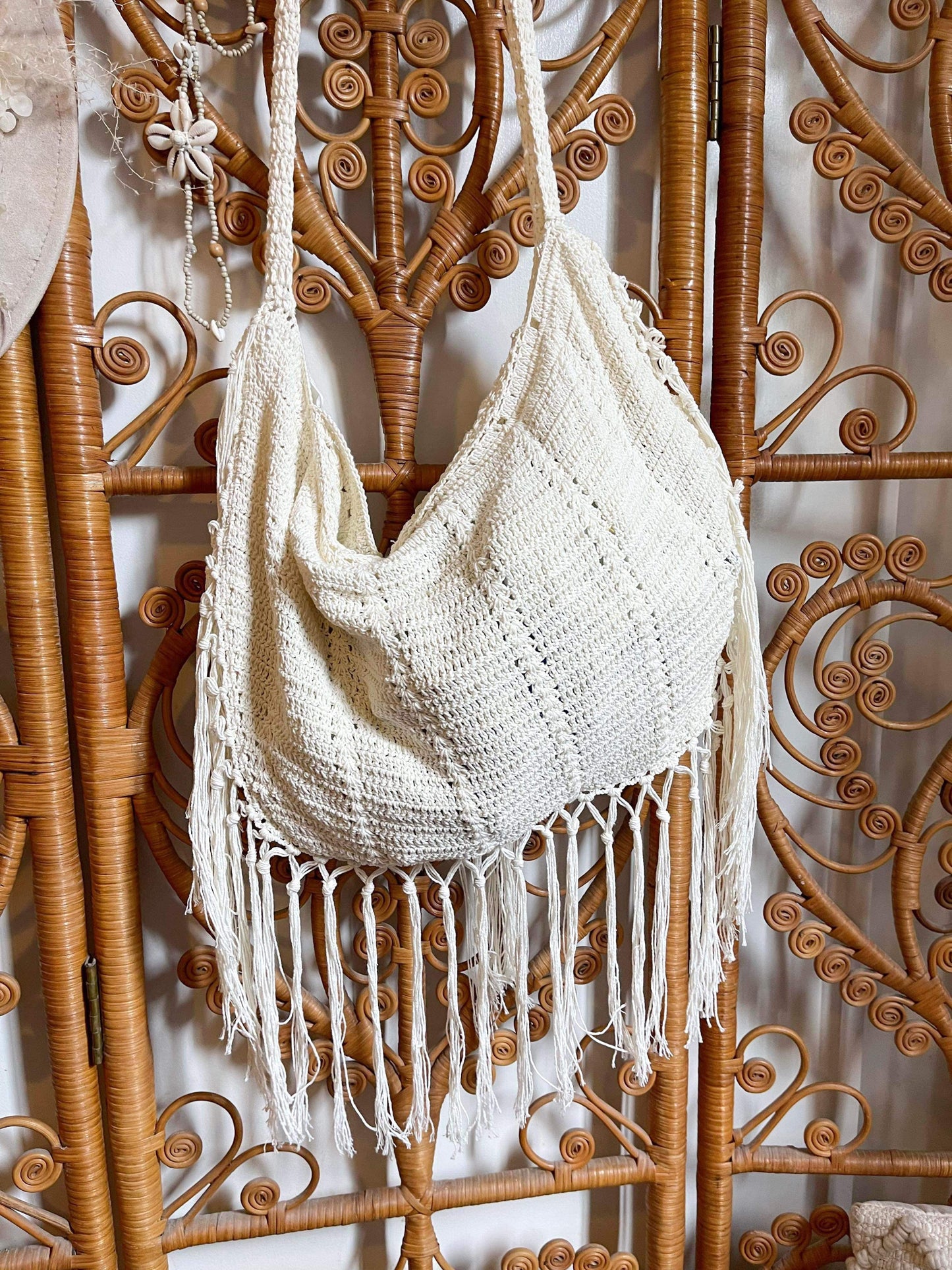 BOHO CROCHET BAG ~ VANILLA