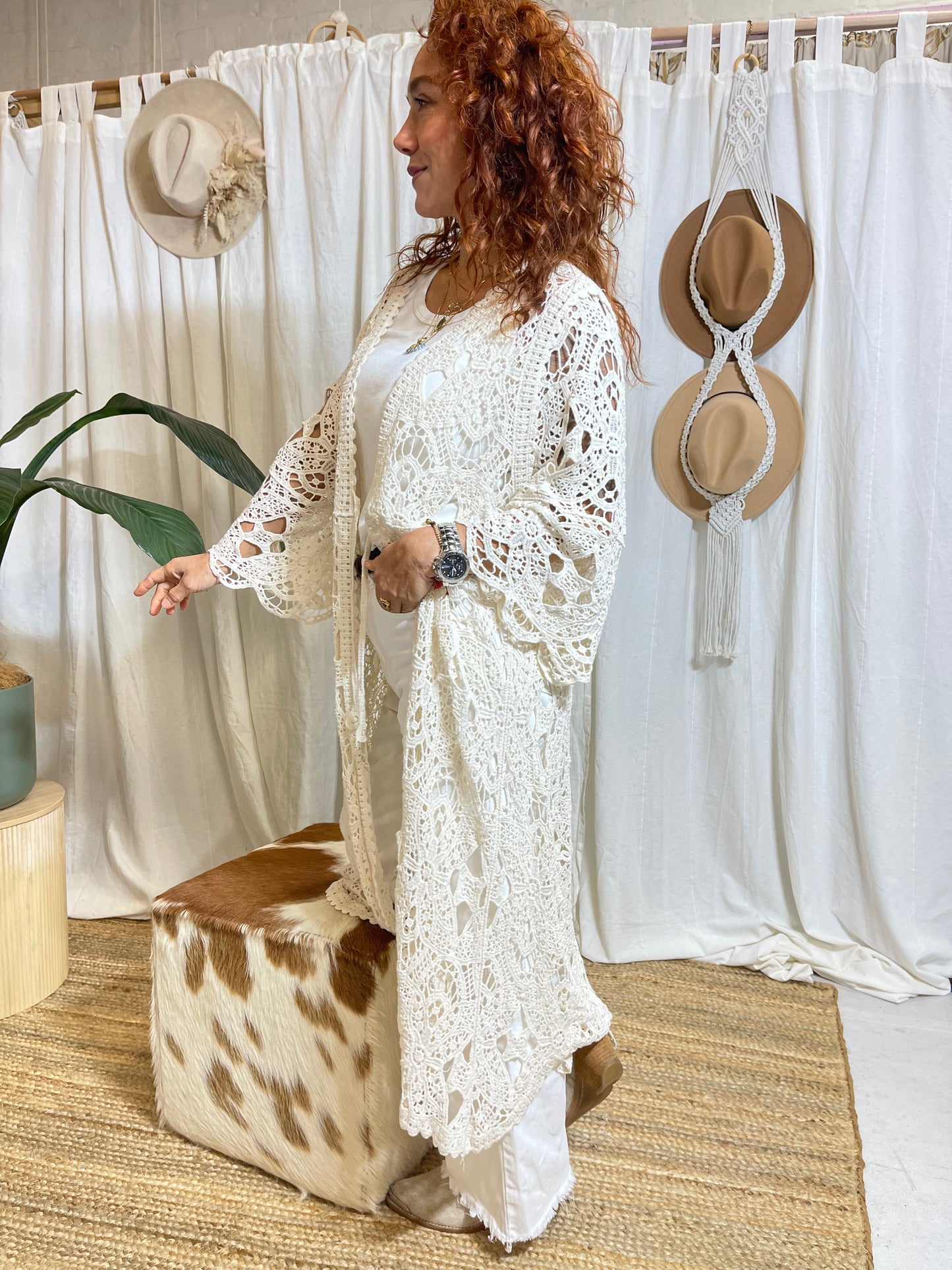 BOHO LACE KIMONO ~ CREAM