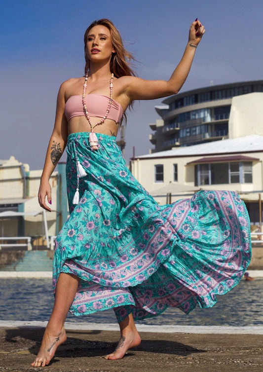 GODDESS DOOR MAXI SKIRT ~ MINT CANDY