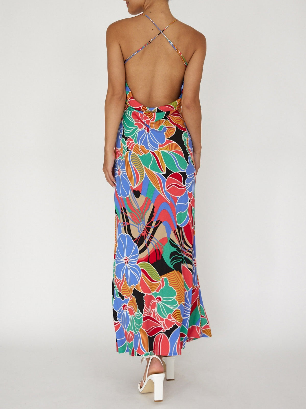 SAINTS & SECRETS COLOURED FLORAL MAXI DRESS