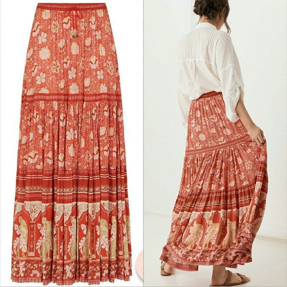 Spell & The Gypsy Collective Poinciana Maxi Skirt in cherry