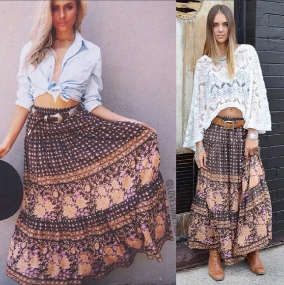 Spell & The Gypsy Collective Desert Rose Maxi Skirt in Raven