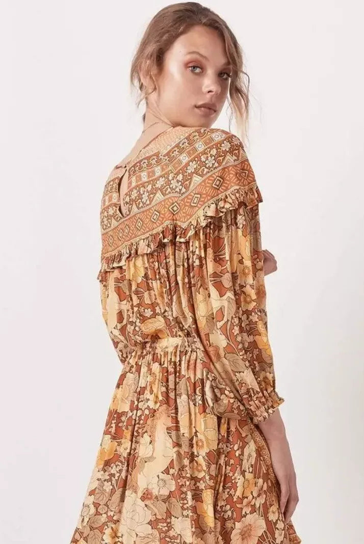 SPELL & THE GYPSY ~ Boho Floral Amethyst Blouse - Orange Amber