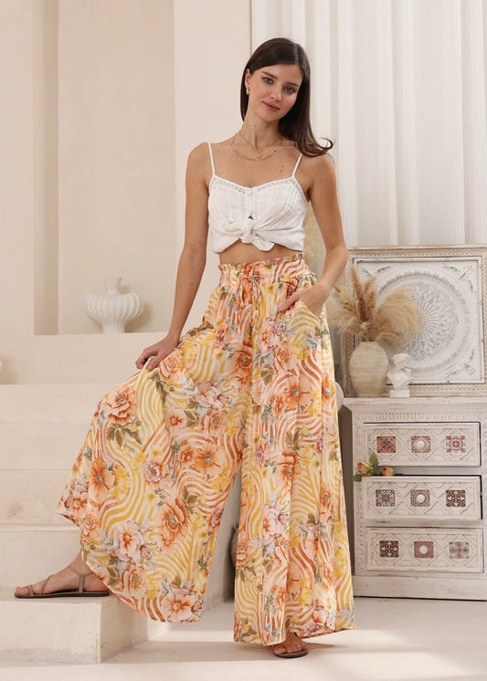 IRIS MAXI TROPICAL FLORAL WIDE LEG PANTS