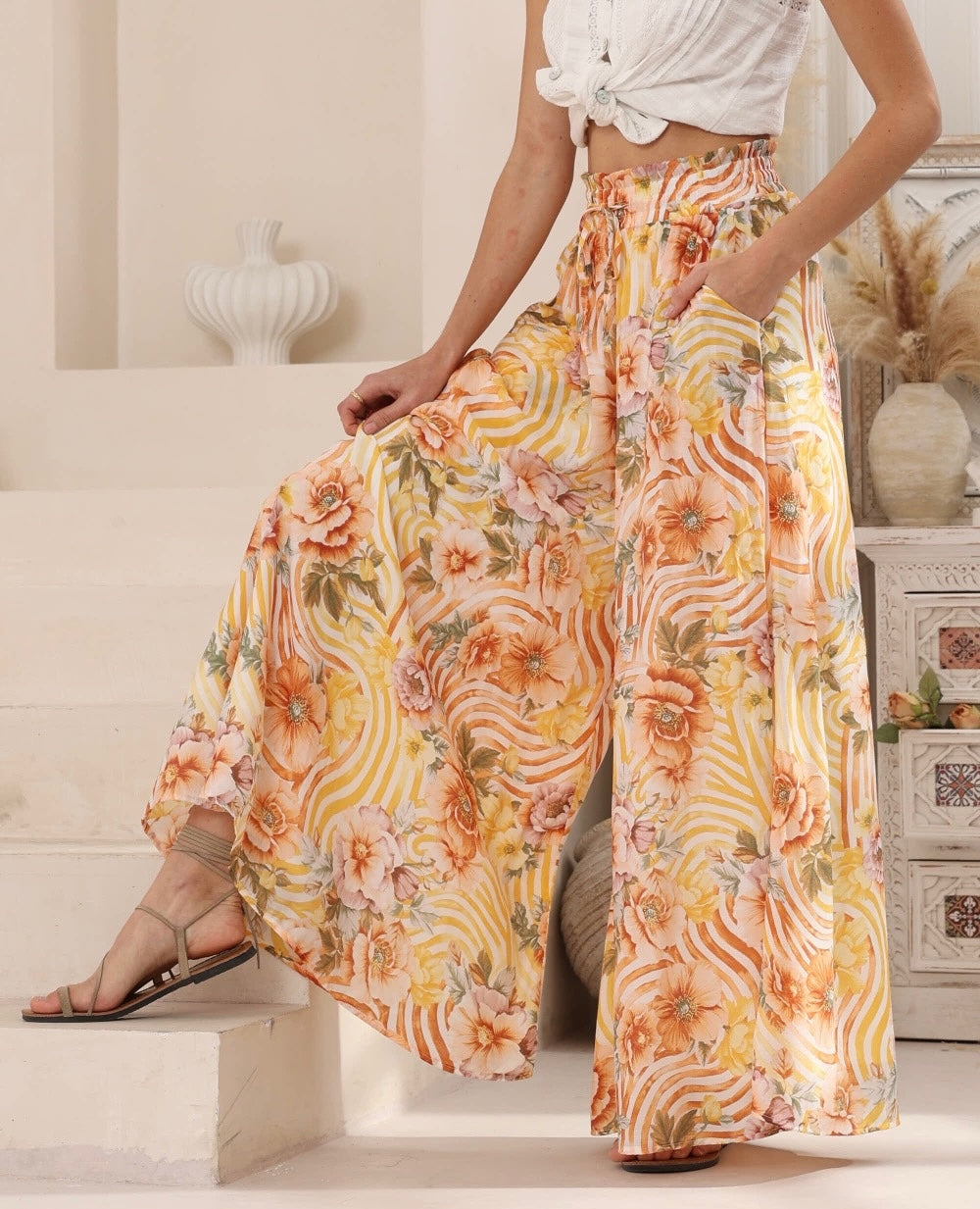 IRIS MAXI TROPICAL FLORAL WIDE LEG PANTS