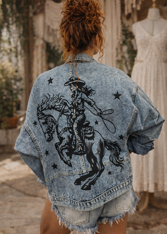 Wild West Rider Graphic Denim Jacket