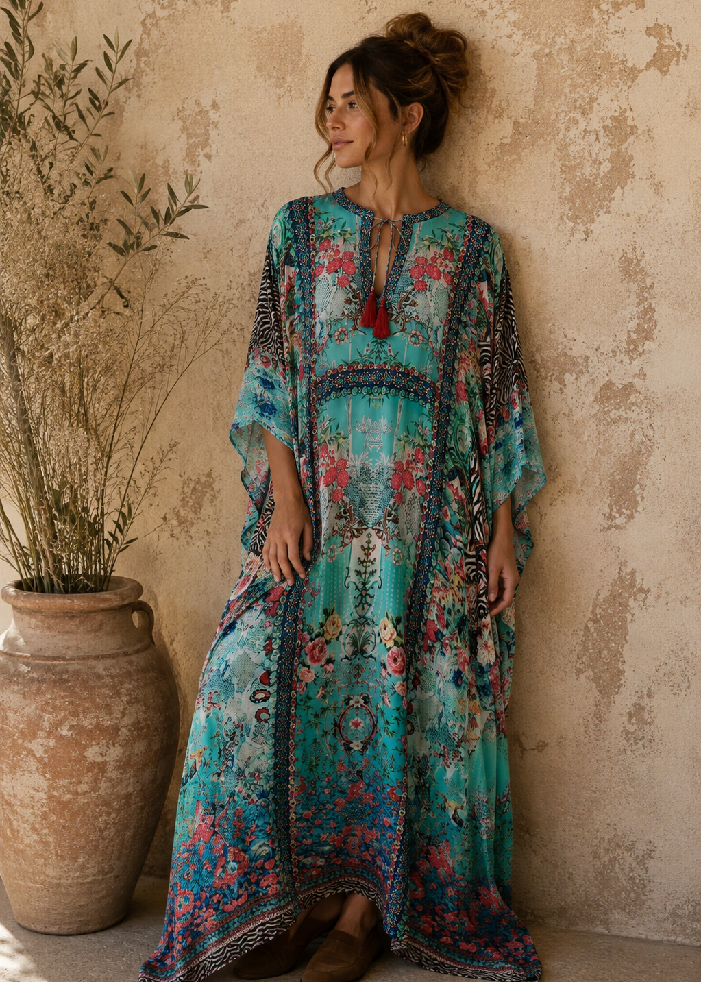 Azure Bloom Embellished Kaftan