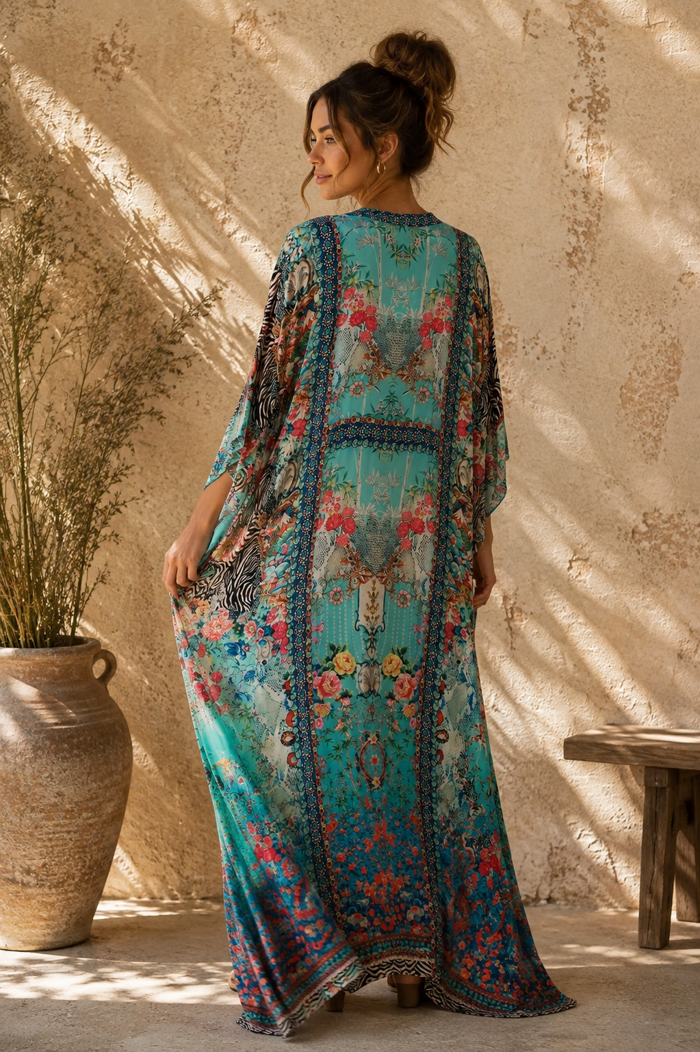 Azure Bloom Embellished Kaftan
