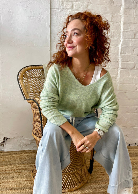 COASTAL BOHO KNIT JUMPER ~MEADOW MIST