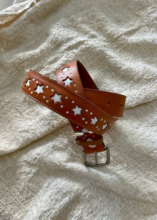 ✨ Distressed Buckle Boho Leather Belt ~ Desert Star