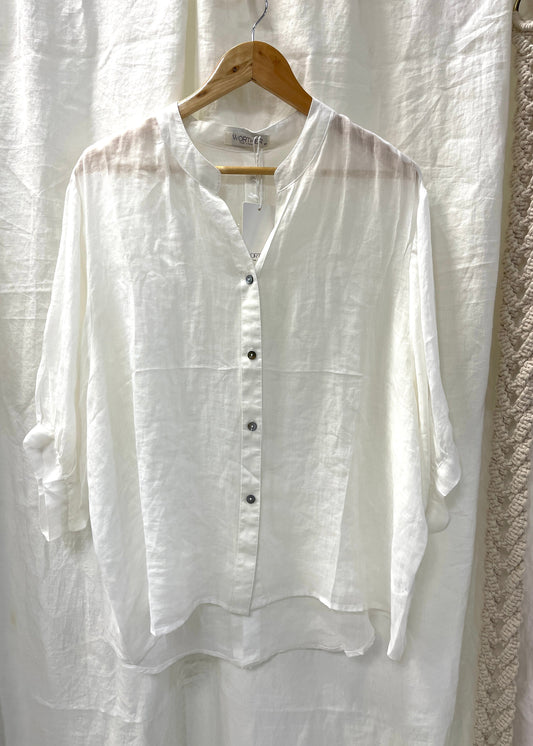 WORTHIER 100% LINEN TOP ~ ANTIQUE WHITE