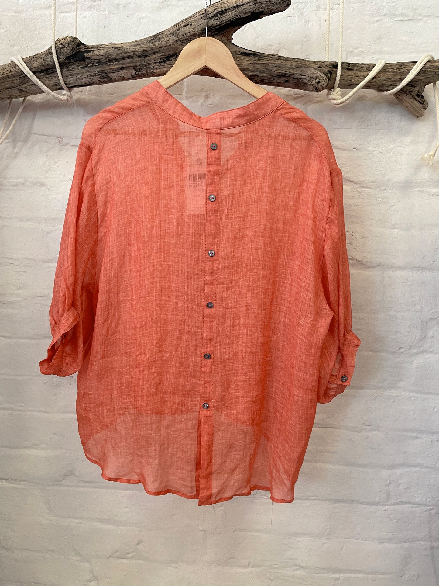 WORTHIER 100% LINEN TOP ~ BURNT ORANGE