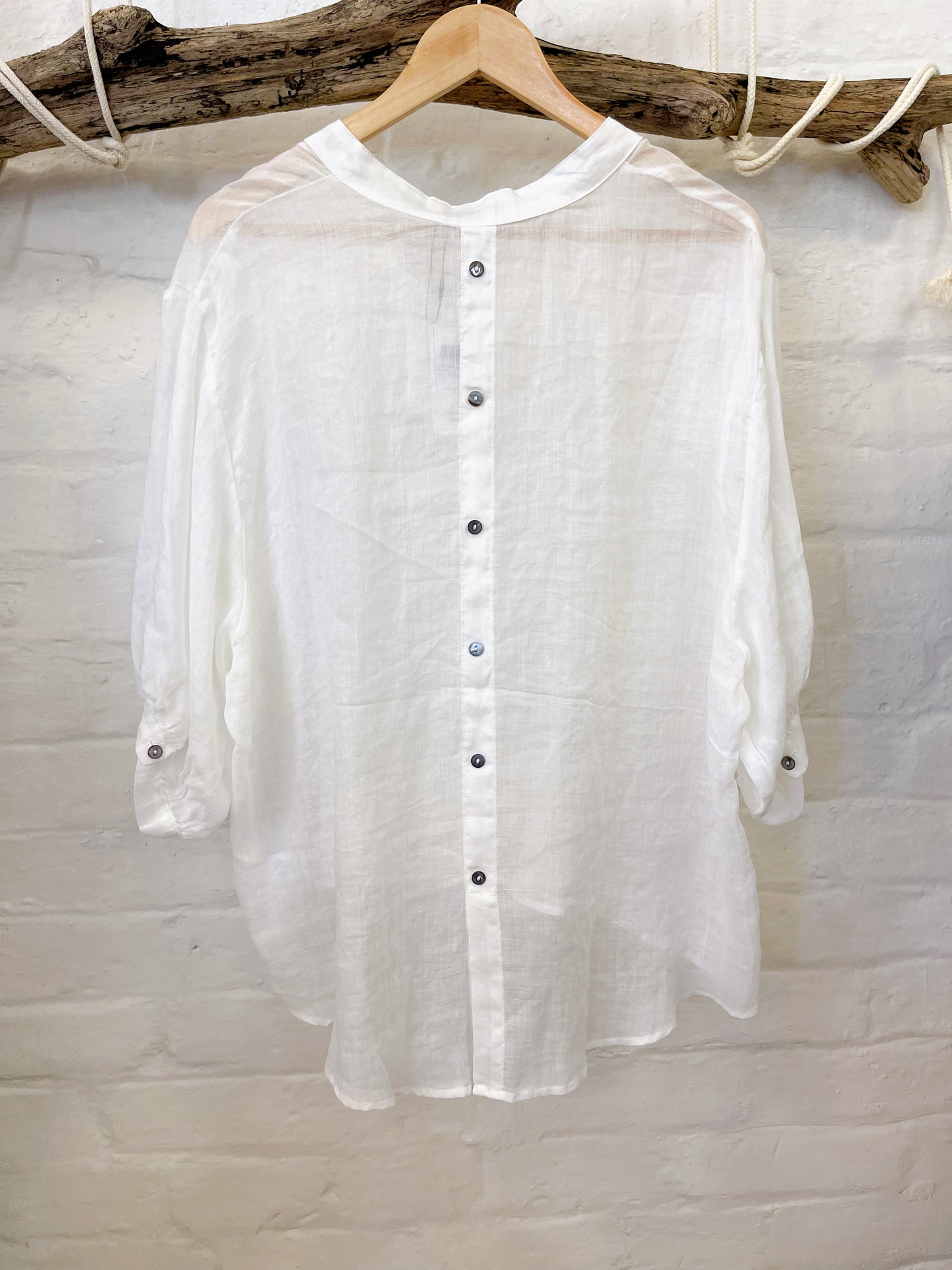 WORTHIER 100% LINEN TOP ~ WHITE