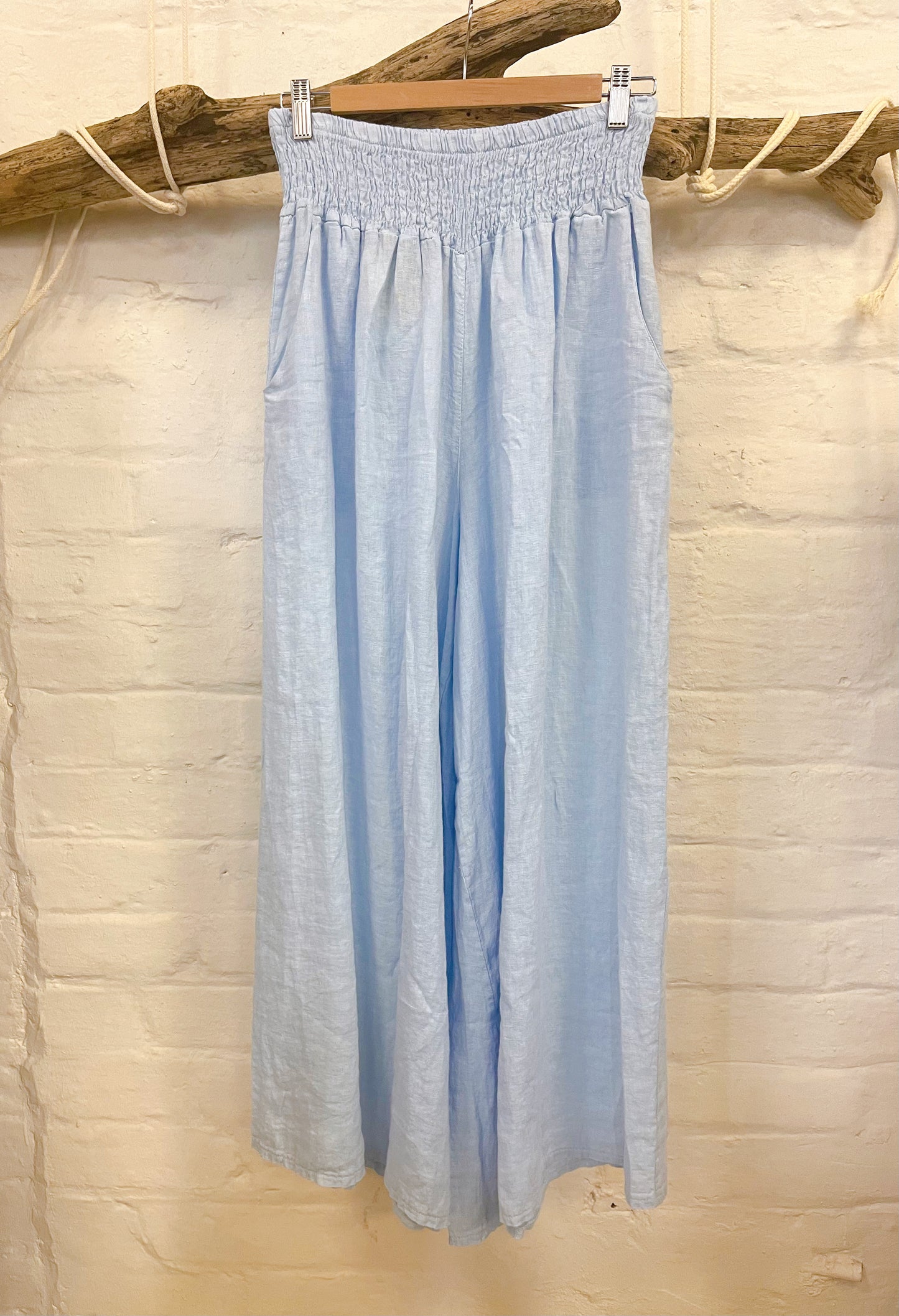 AMALFI LINEN PANTS  ~ PASTEL BLUE