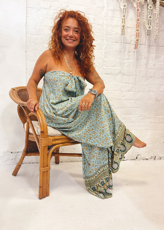 GODDESS DOOR TIE PANTSUIT ~ AZURIE