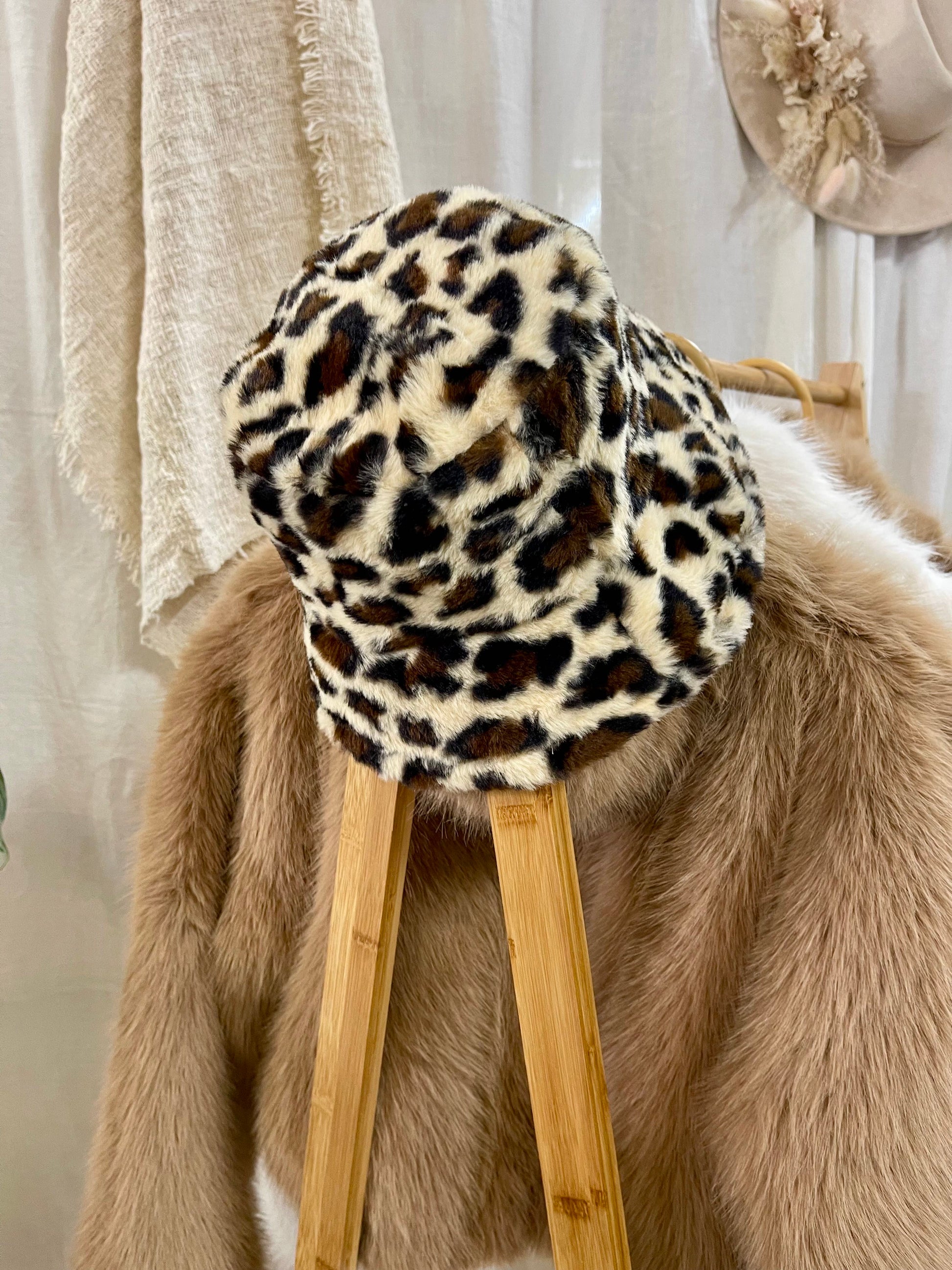 Leopard Print Fluffy Bucket Hat LEOPARD PRINT BUCKET HAT Ritzy