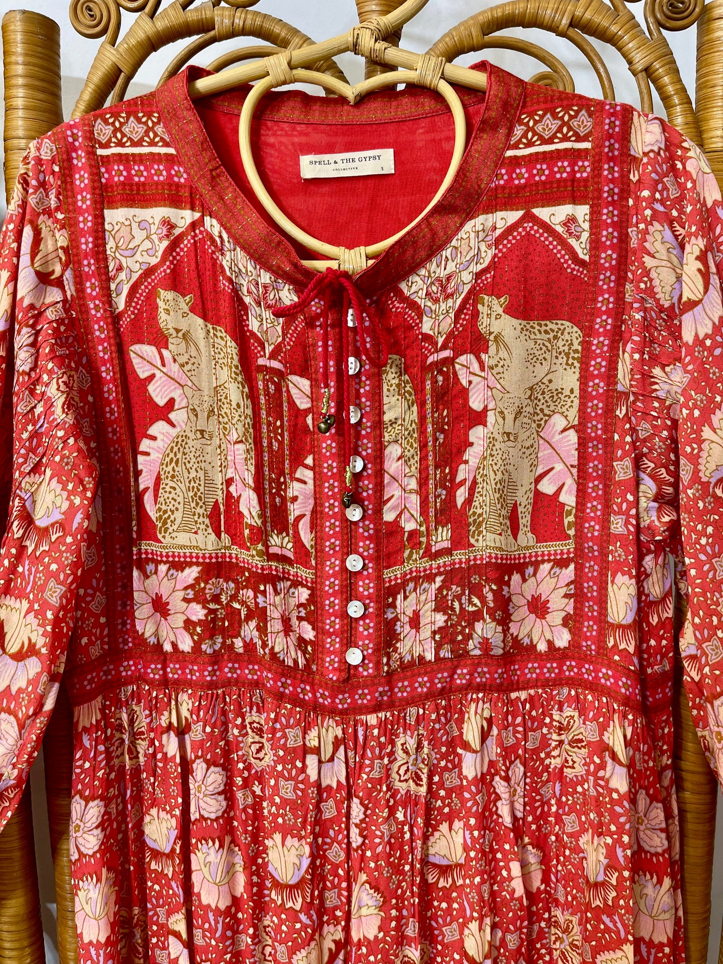 SPELL & THE GYPSY  Cherry Red Poinciana Midi Bohemian Dress
