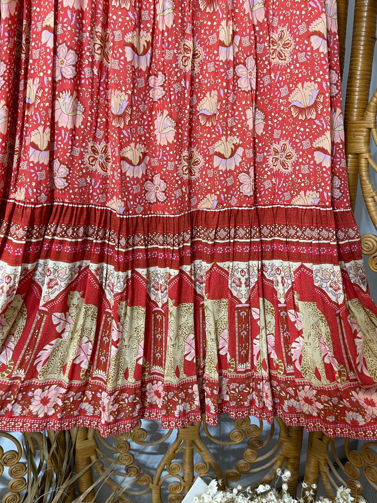 SPELL & THE GYPSY  Cherry Red Poinciana Midi Bohemian Dress
