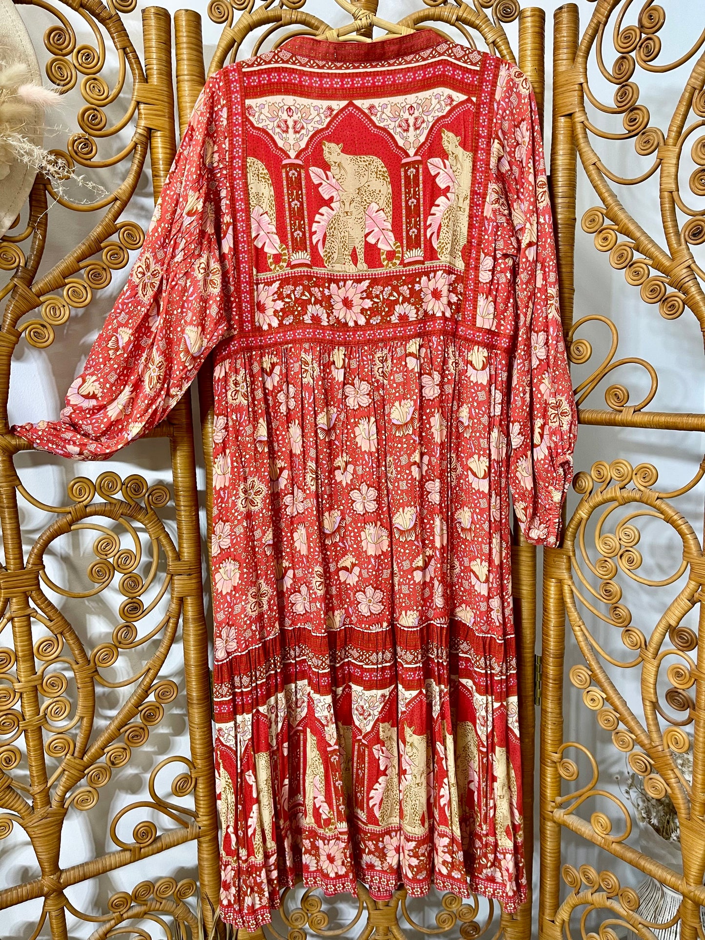 SPELL & THE GYPSY  Cherry Red Poinciana Midi Bohemian Dress