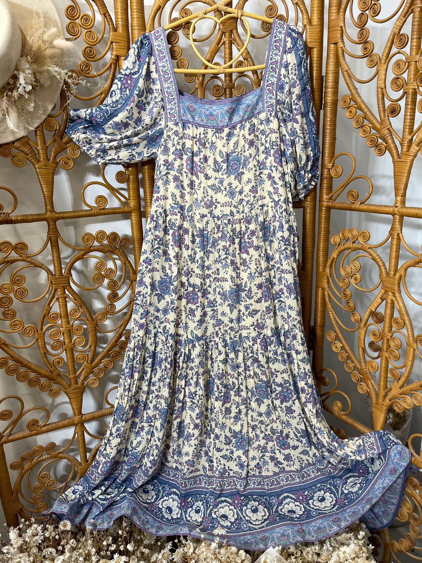 SPELL & THE GYPSY Folk Song Square Neck Gown - Sky