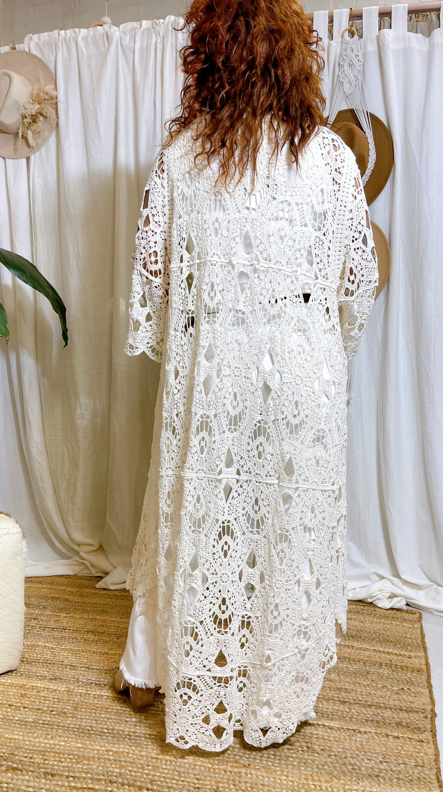 BOHO LACE KIMONO ~ CREAM