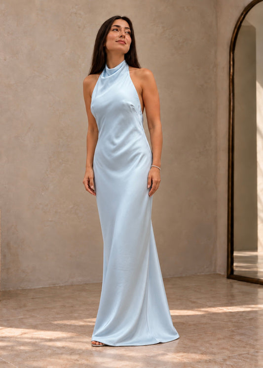 Celeste Ice Blue Halter Gown