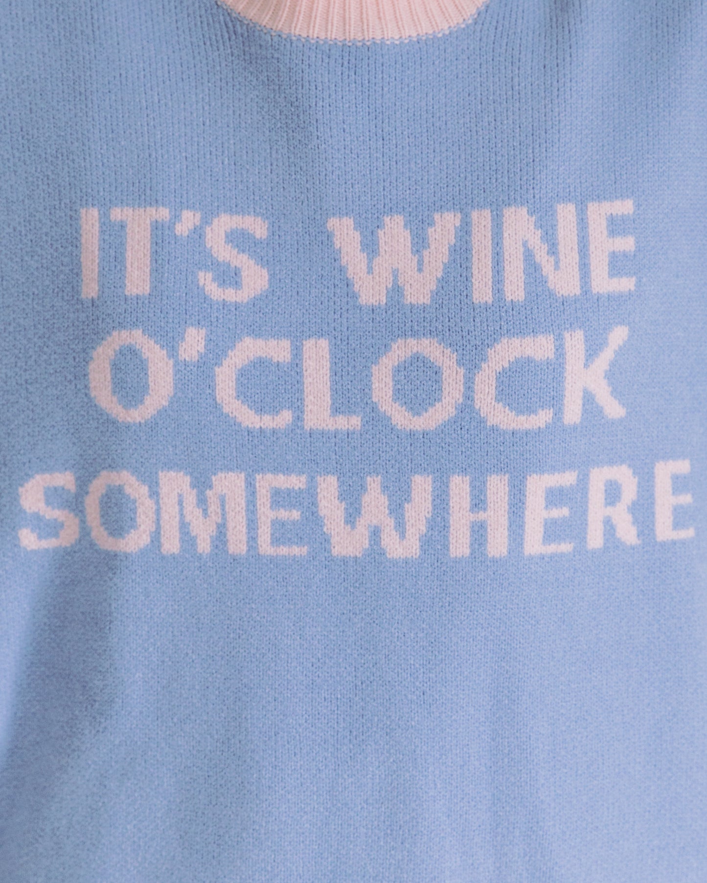 WINE O'CLOCK JUMPER 🍷  PASTAL BLUE & PINK