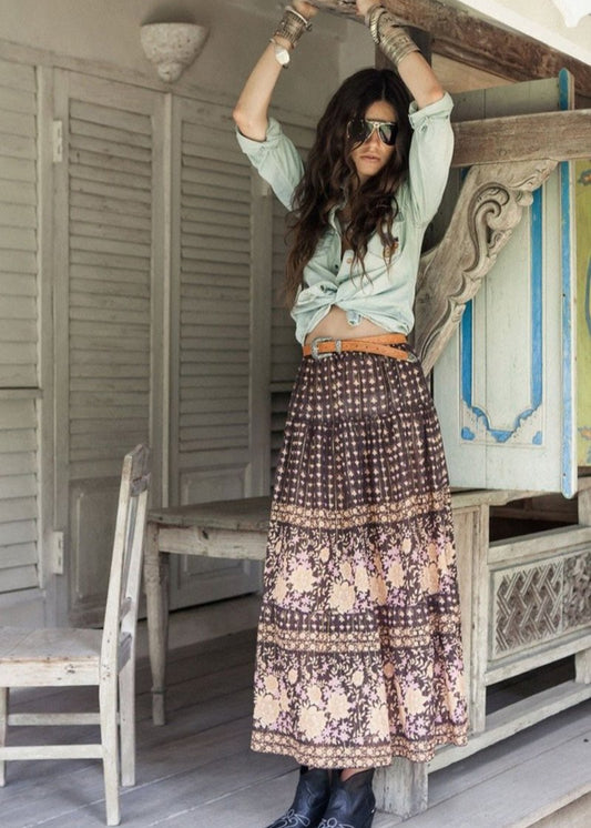 Spell & The Gypsy Collective Desert Rose Maxi Skirt in Raven