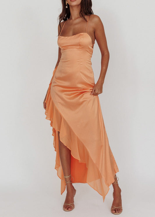 SAINTS AND SECRETS PEACH RUFFLE DRESS