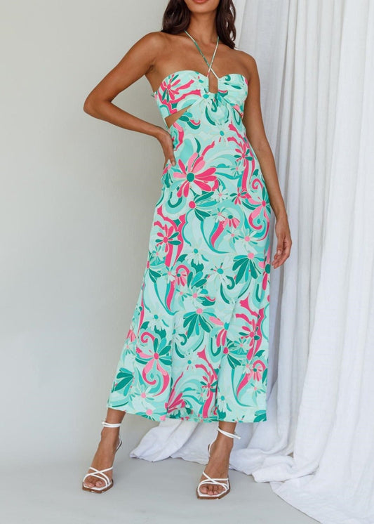 SAINTS & SECRETS TROPICAL MAXI DRESS