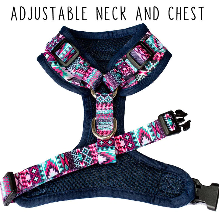 DOG HARNESS - Purple Aztec | Neck Adjustable Dog Harness - Dizzy Dog