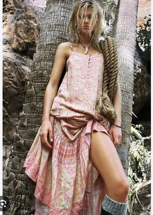 Spell & The Gypsy Collective Poinciana Strappy Maxi Dress in Cotton Candy