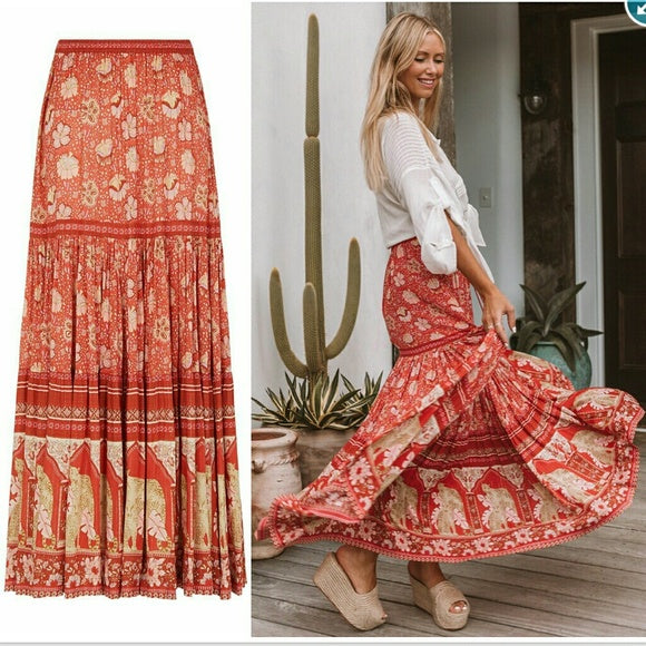 Spell & The Gypsy Collective Poinciana Maxi Skirt in cherry