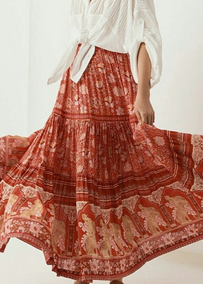 Spell & The Gypsy Collective Poinciana Maxi Skirt in cherry