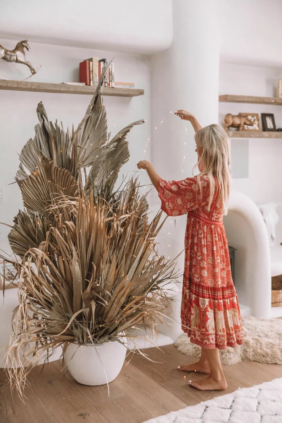 SPELL & THE GYPSY  Cherry Red Poinciana Midi Bohemian Dress