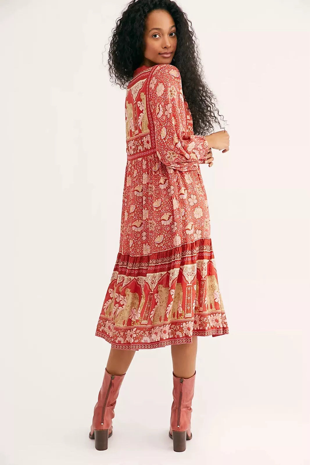 SPELL & THE GYPSY  Cherry Red Poinciana Midi Bohemian Dress